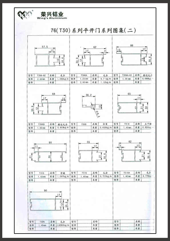 76(t30)系列平开门系列图集_铝合金门窗_门窗_建材物资_商机_云南建设